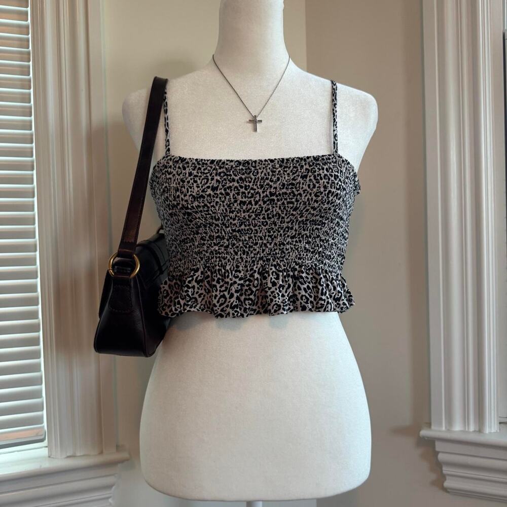 American eagle cropped cheetah ribbed y2k inspired top